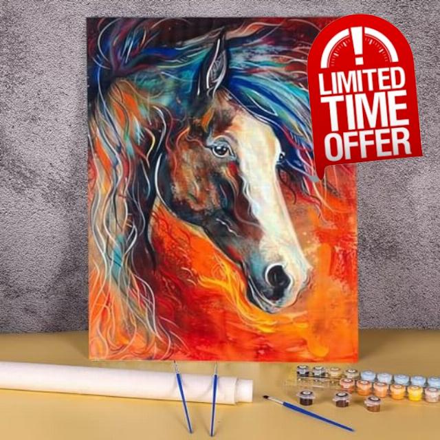 Ttbdzzy Canvas Paint by Number for Adults Horse - DIY Artistic Paint by Numbers for Adults Beginner
