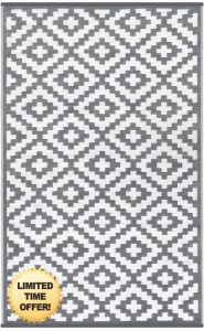 BONAFIDE GREY AND WHITE Outdoor Rug for Garden