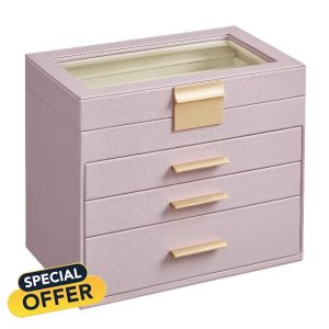 SONGMICS Jewellery Box with Glass Lid