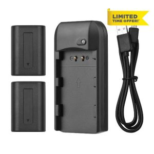 HUIOP NP-FV5 r NP-FV5 Battery r with LED Indicator + 2pcs NP-FV5 PLUS Batteries 3.7V 1000mAh with USB Charging Cable