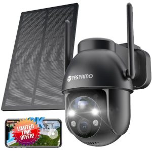 YESYAMO 360° PTZ Solar Security Camera Outdoor Wireless