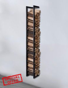 Lendo Online Firewood Rack Wall Model Hanging + Carry Bag - Indoor and Outdoor - Firewood Rack - Firewood Rack - Wood Storage - Metal (25 x 25 x 196 cm)