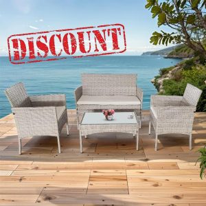 Aweather 4 Pieces Rattan Garden Furniture Set Outdoor Rattan Chair Wicker Garden Sofa