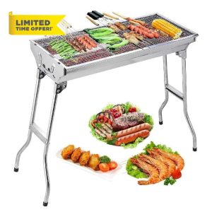 Rynli Portable Barbeque Grill Large Stainless Steel Freestanding Barbecues Charcoal Grill Table Top BBQ Charcoal Outdoor Grill For Outdoor Cooking