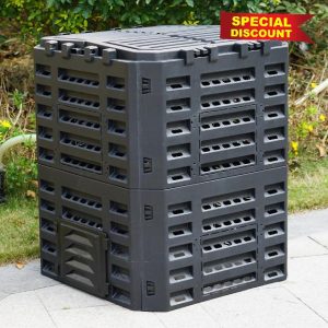Gr8 Garden 340 Litre Garden Composter Bin Large Composting Waste Box Recycling Eco Storage Converter Outdoor Soil Storage Compost Bin Plastic Black