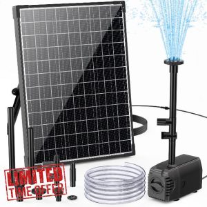 Biling Solar Pond Pump 20W 1200L/H Solar Water Fountain with 2M Hose DIY Solar Powered Garden Water Feature 5M Cord Solar Water Pump for Garden Fountain Pond Stream Waterfall Pool            [Energy Class A+++]