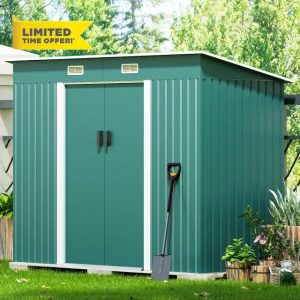 Outdoor Storage Shed Garden Utility Tool Storage House Backyard Lawn with Sliding Door