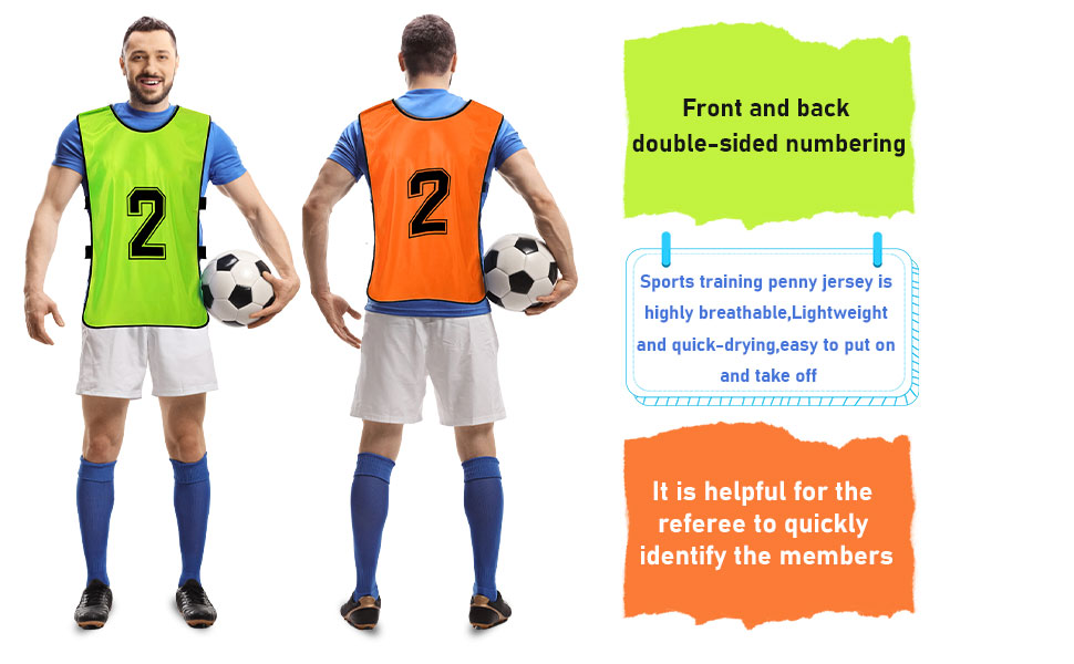 12 Pack Scrimmage Training Vest Soccer, Basketball, Football Bibs/Pinnies - Practice Jersey Pennies