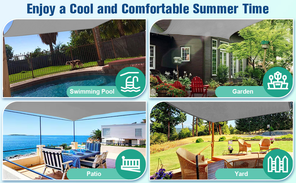 Rectangle Sun Shades for Garden