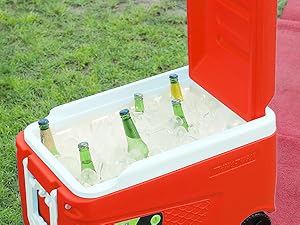 ROYALFORD Ice Cooler Box 45L Camping Picnic Insulated Food Container-Ice Box, Red