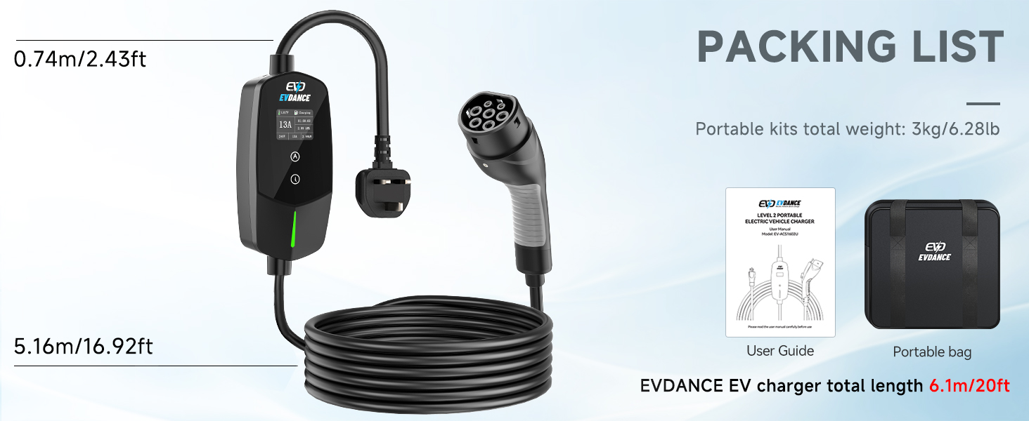3 pin ev charger package list