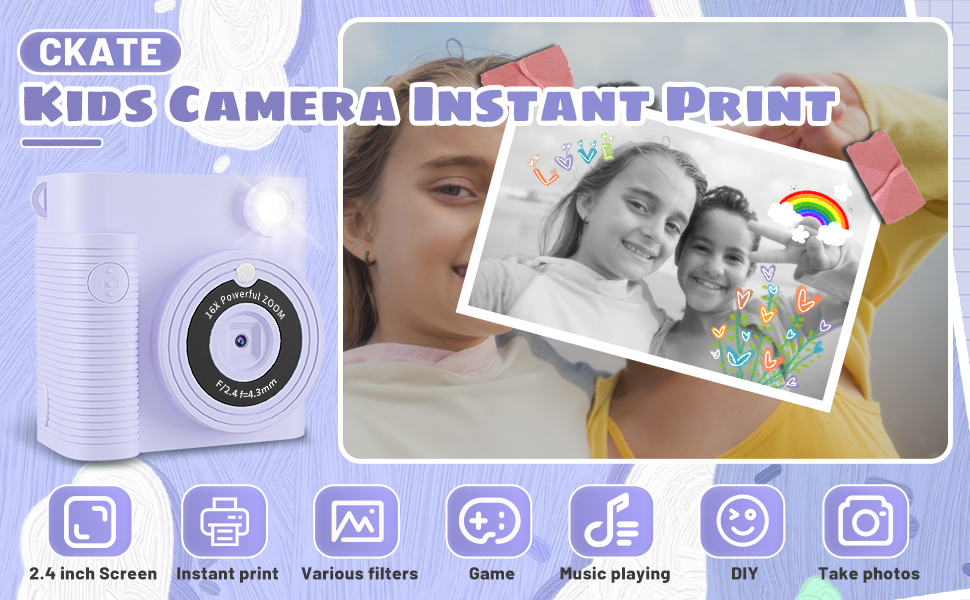 Kids camera instant print;