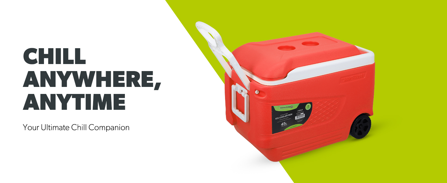 ROYALFORD Ice Cooler Box 45L Camping Picnic Insulated Food Container-Ice Box, Red