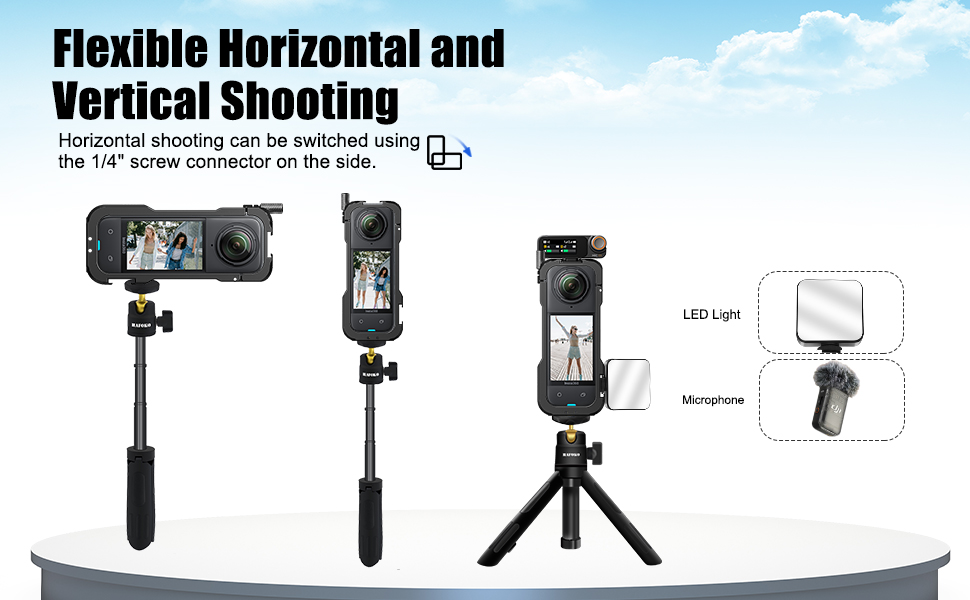 Support Horizontal and Vertical Shooting compatible for Insta 360 X4
