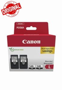 Canon PG-540L (2 x Black) High Yield Genuine Ink Cartridges - Cardboard Twin Pack