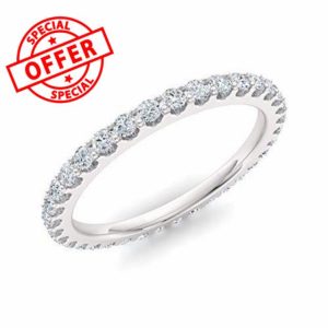 Diamondere Natural and Certified Diamond Wedding Ring in 18ct White Gold | Full Eternity Stackable Band Ring for Women