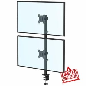 Dual Monitor Desk Mount Stand WHYFONE 790mm Tall Pole Vertical Stack Monitor Arm Desk Mount for 13-32’’ Screens