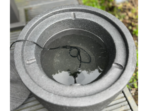 Round Water Feature with LED Lights - Solar - Dark Grey 36x36x28cm