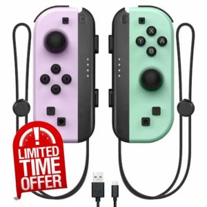Kingtoss Switch Joycons Pair | Nintendo Switch Joy Cons | Compatible with Switch/Lite/OLED Consoles | Dual Vibration | Six Axis Gyroscope | Turbo Boost | Wake-up Function | Bluetooth | Dual Motors