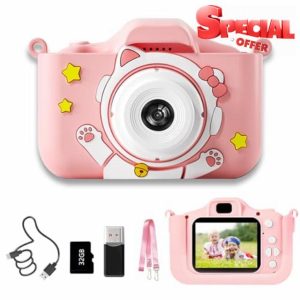 Lnicez Kids Camera 48MP Kids Digital Camera Dual Lens camera for kids 1080P Video Toddler Camera For Kids Age 3-12 Years old childrens camera Birthday Christmas Toy Camera Kids Gifts 32GB Card