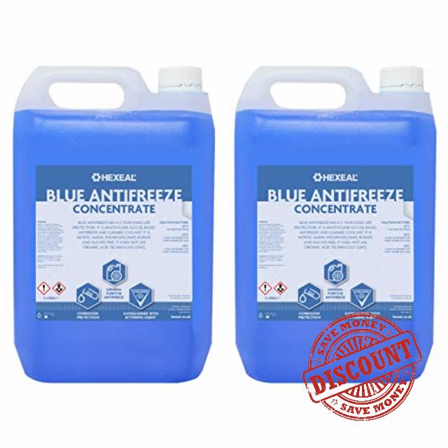 Hexeal Blue Antifreeze & Coolant / 10L / -37 Degree Celsius/High Concentrate/Longlife