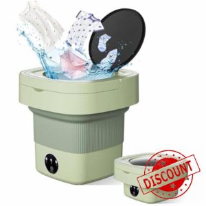 Foldable Portable Washing Machine - 10L Green Mini Laundry Washer - 2-in-1 Smart Washer with 3 Cleaning Modes for Baby Clothes