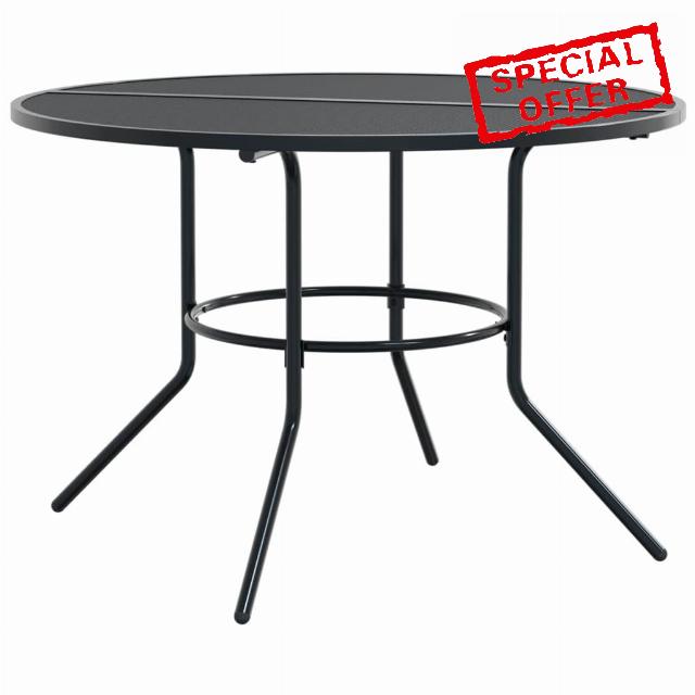 idaXL Round Patio Table Ø110x72.5 cm Anthracite - Powder-Coated Steel Mesh Top