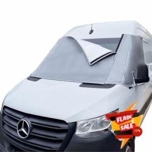 Marvix External Thermal Screen Cab Cover Windscreen for Sprinter 2018 Onwards Motorhome Campervan Blackout Silver Blind