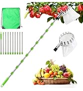 seOSTO Fruit Picker Apple Picker 6 Sections Fruit Harvester 2.6M Long Fruit Picking Tool with Fab...