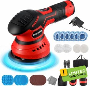 GEARLEADER Cordless Car Buffer Polisher 2800-5500 RPM Electric Battery Polisher with 6 Variable Speed Portable Wireless Buffer Kit for Car Detailing/Waxing/Buffer/Polishing