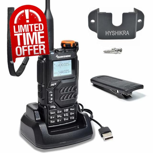 Quansheng UV-K5 VHF UHF Portable Walkie Talkie Rechargeable Two-way Radio (with Radio Holder) for Studio/Outdoor/Car (1 Pack)