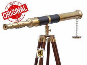 Floor Standing Telescope Brass Antique 39" Telescope with Wooden Tripod Stand Vintage Royal Navy Telescopic Home & Office Decor Collectible Telescope Gift Item