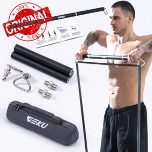 GEKU FIT Heavy Duty Steel Workout Bar for Resistance Band Training