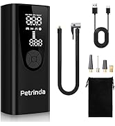 Petrinda Cordless Tyre Inflator Air Compressor, Portable Handheld Rechargeable Battery Tyre Pump ...
