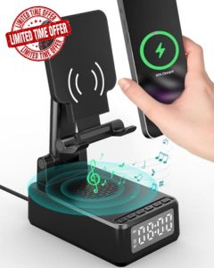 Bluetooth Speaker with Wireless Charger & Phone Stand
