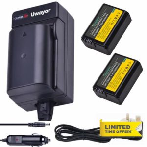 Uwayor NP-FW50 Camera Battery Charger Set Replacement Battery Kit USB for Sony A6000 A6500 A6400 A6300 A5000 A5100 A7 A7II A7S2 A7R A7R2 A7RII A55 A510 RX10 RX10II