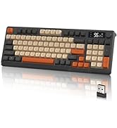 M96 Dual Mode Wireless Gaming Keyboard with 2.4G & BT5.0, 90% Membrane Semi-mechanical Keyboard w...