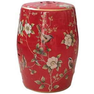 Glazed Hand-Painted Flower and Bird Shoe Changing Stool Drum Stool