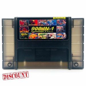 Retrotech Super 900 In 1 Cartridge For SNES Super Nintendo 16Bit Game Console - Clear Black