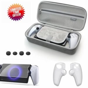 YUNMGALH Accessories for PS Portal Console Carrying Storage Case for PS5 Portal with Tempered Glass Screen Protector + Cover Case+ Thumb Grips