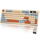 M96 Dual Mode Wireless Gaming Keyboard with 2.4G & BT5.0, 90% Membrane Semi-mechanical Keyboard w...