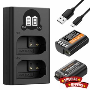 K&F Concept 2-Pack DMW-BLK22 Battery and Charger Set