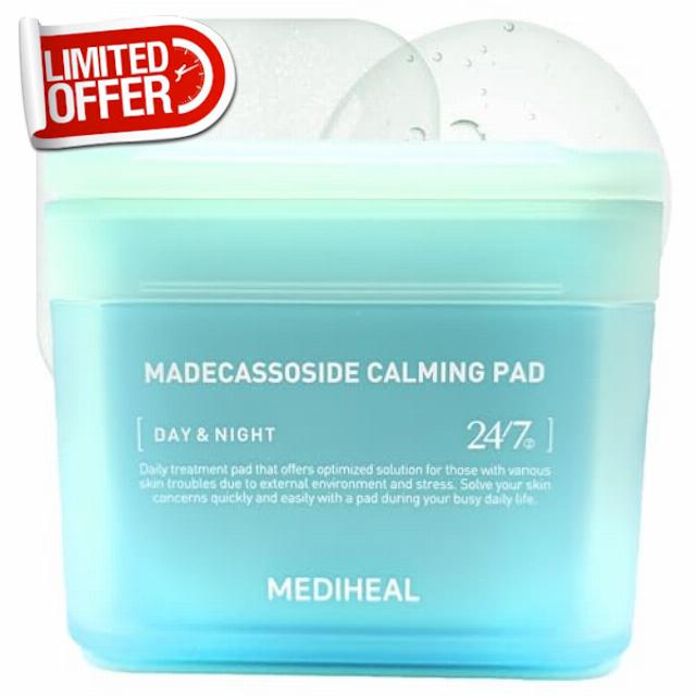 Mediheal Madecassoside Calming Pad - Square Cotton Cotton Pads with Cicapair - Improves skin temperature and moisturises dry