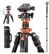 K&F Concept 64 inch/163cm Camera Tripod, Lightweight Aluminum Travel Outdoor Tripod with Ball Hea...