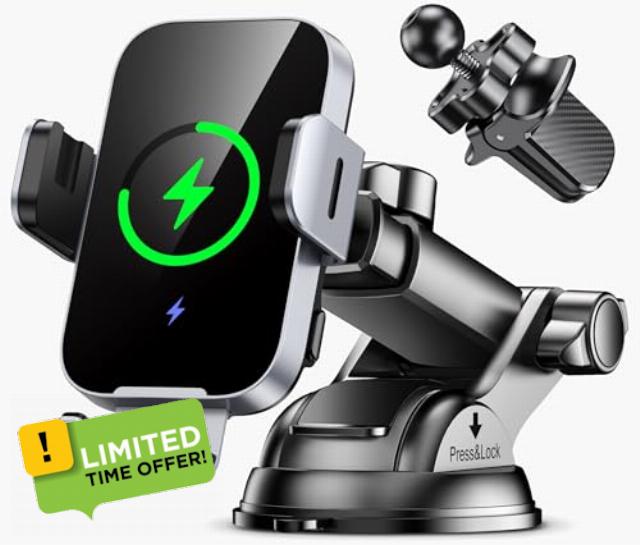 ISEYOU Car Phone Holder Wireless Charger Auto Clamping