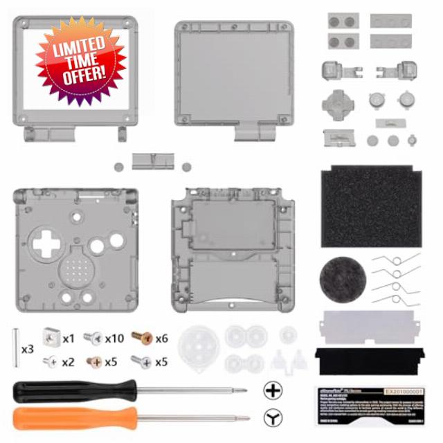 eXtremeRate IPS Ready Upgraded Clear Black Custom Replacement Housing Shell for Gameboy Advance SP GBA SP – Compatible with Both IPS & Standard LCD – Console & Screen NOT Included