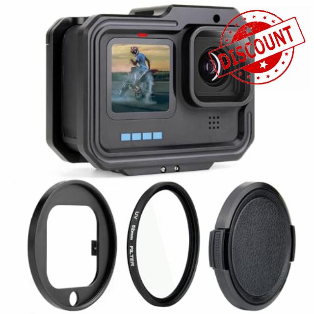 GEPULY Aluminum Frame Housing Case for Gopro 12 11 10 9 Black