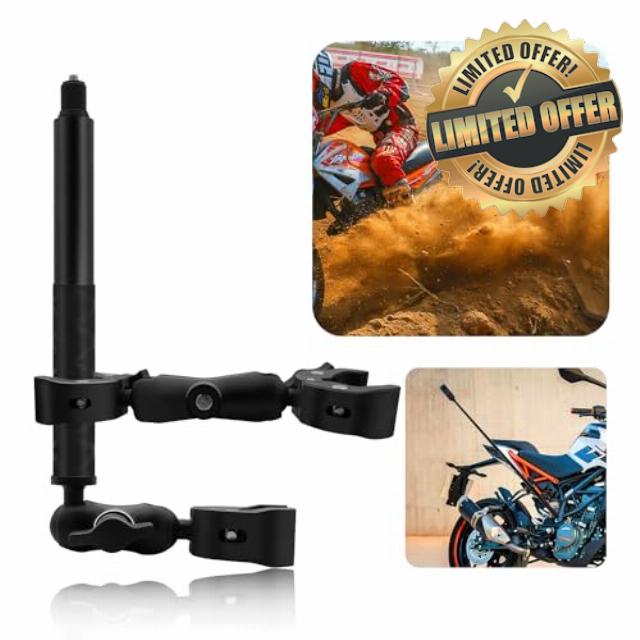 HAFOKO Motorcycle Bike Handlebar Clamp Mount with 59" Invisible Selfie Stick compatible for Insta 360 X4 X3 X2 X ONE RS R GO 3 Aluminum Alloy Heavy-Duty Camera Double Clamp Mount Ki