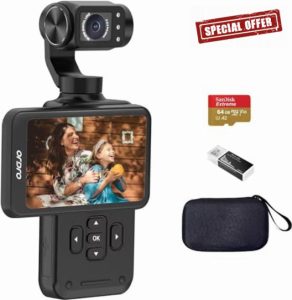 ORDRO M5 5K Vlogging Camera with 3-Axis Stabilizer 120° Ultra-Wide Angle IR Night Vision 3.5'' Rotatable IPS Screen