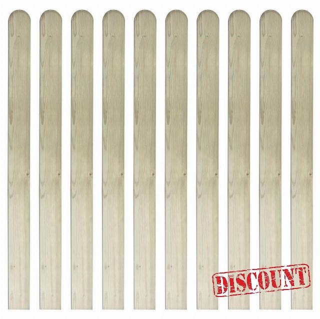 10 pcs of 70mm x 19mm Planed Round Top Palings - Picket Fence - Tanalised Pressure Treated - 1.2m (approx. 4ft)